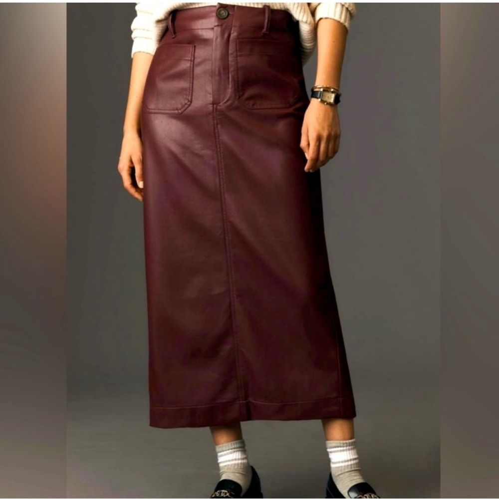 NWT Anthropologie Maeve Colette Faux Leather Maxi Skirt XS